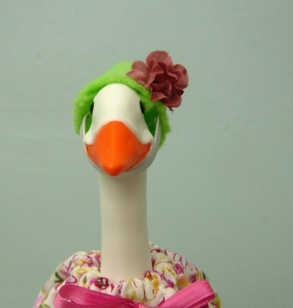 Summer bright pink flowers outfit for 7" desk goose or tiny or mini geese - Image 4