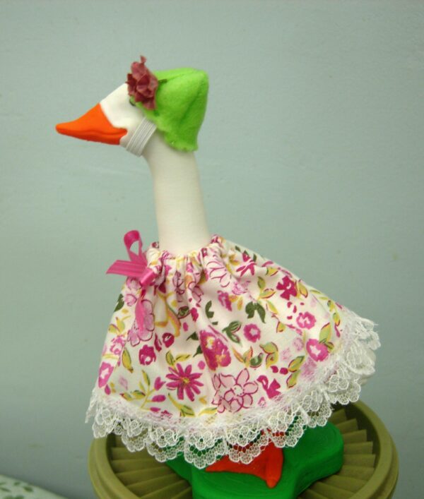 Summer bright pink flowers outfit for 7" desk goose or tiny or mini geese - Image 5