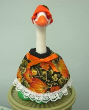 Fall pumpkins on black outfit for 7" 3d printer desk goose