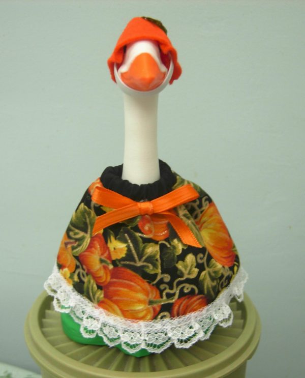 Fall pumpkins on black outfit for 7" 3d printer desk goose